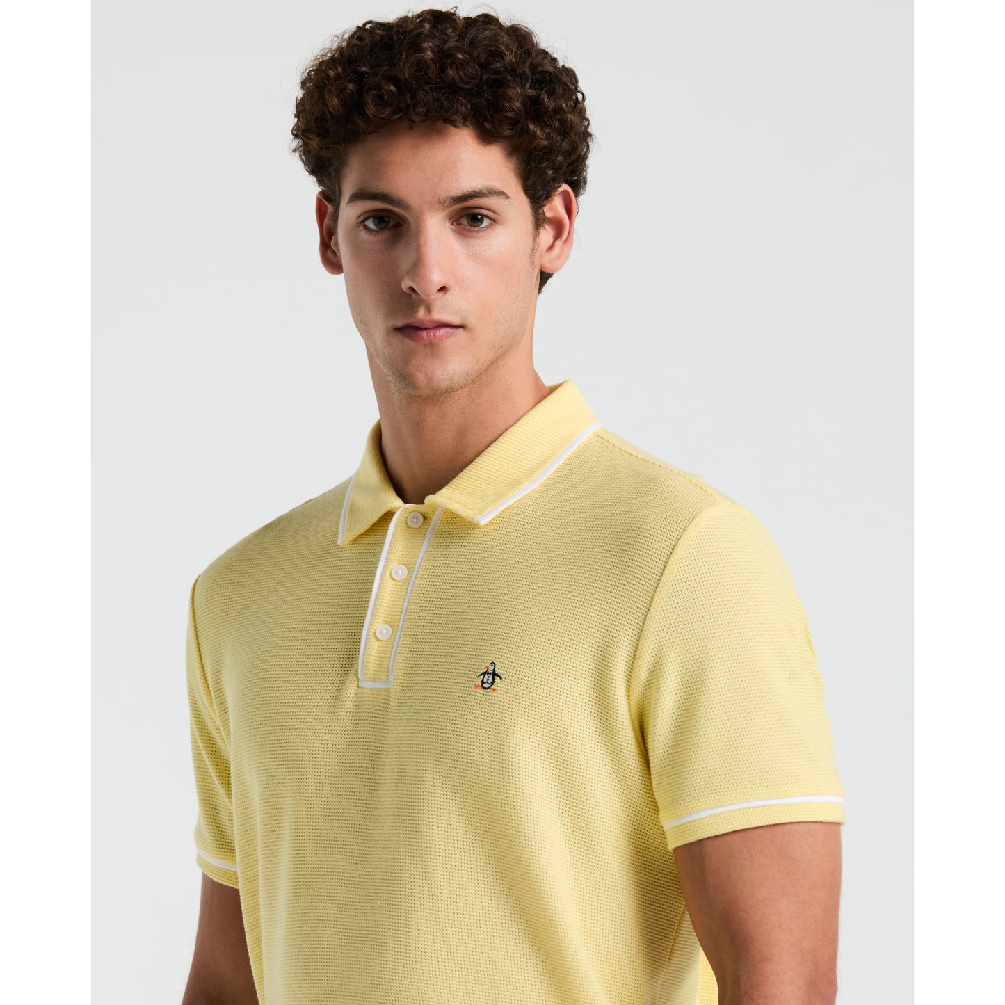 Original Penguin Earl Mesh Cotton Short Sleeve Polo in Popcorn Yellow