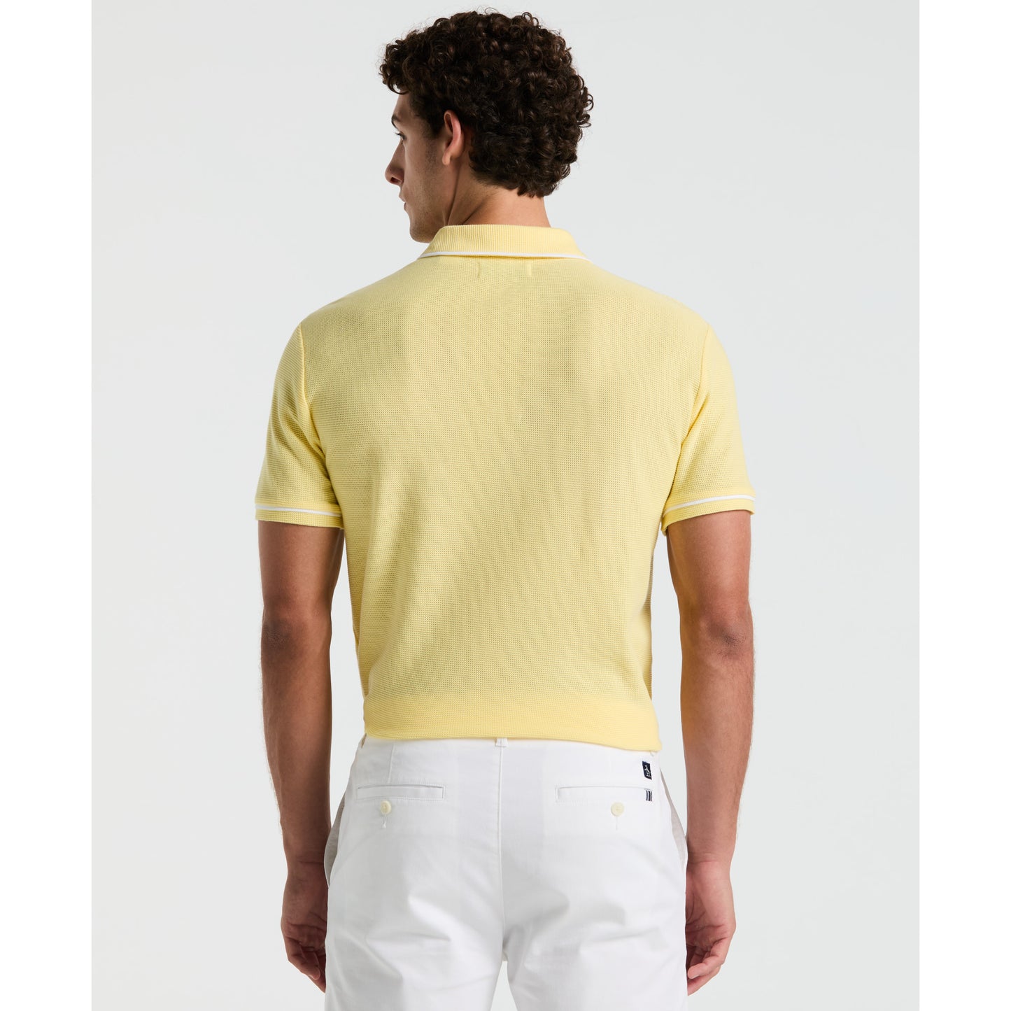 Original Penguin Earl Mesh Cotton Short Sleeve Polo in Popcorn Yellow