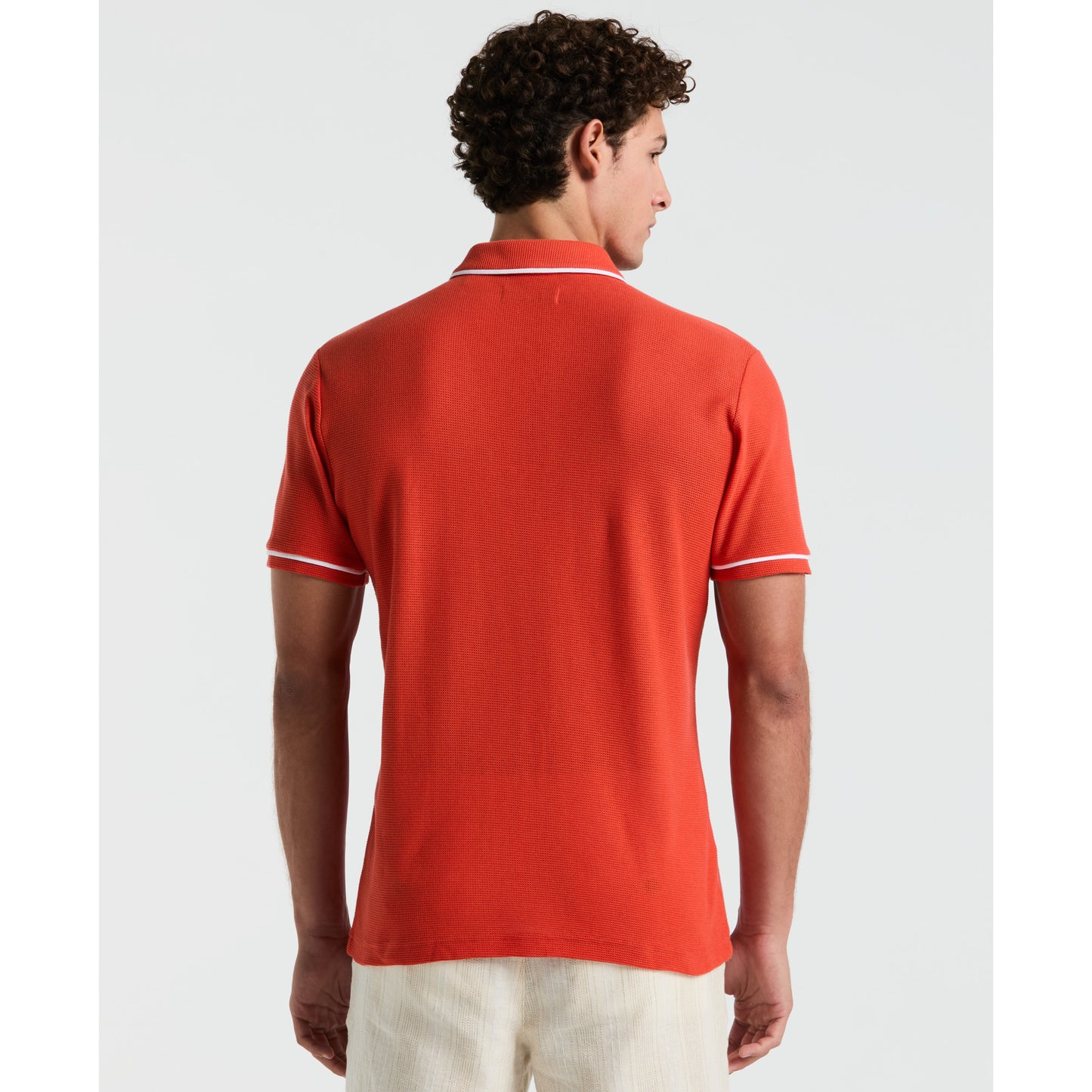 Original Penguin Earl Mesh Cotton Short Sleeve Polo in Red Clay
