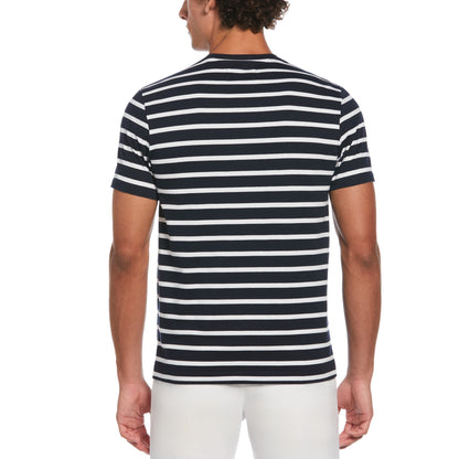 Original Penguin Mens Short Sleeve Organic Cotton Breton Stripe Short Sleeve Tee Shirt Dark Sapphire - ANTHEM