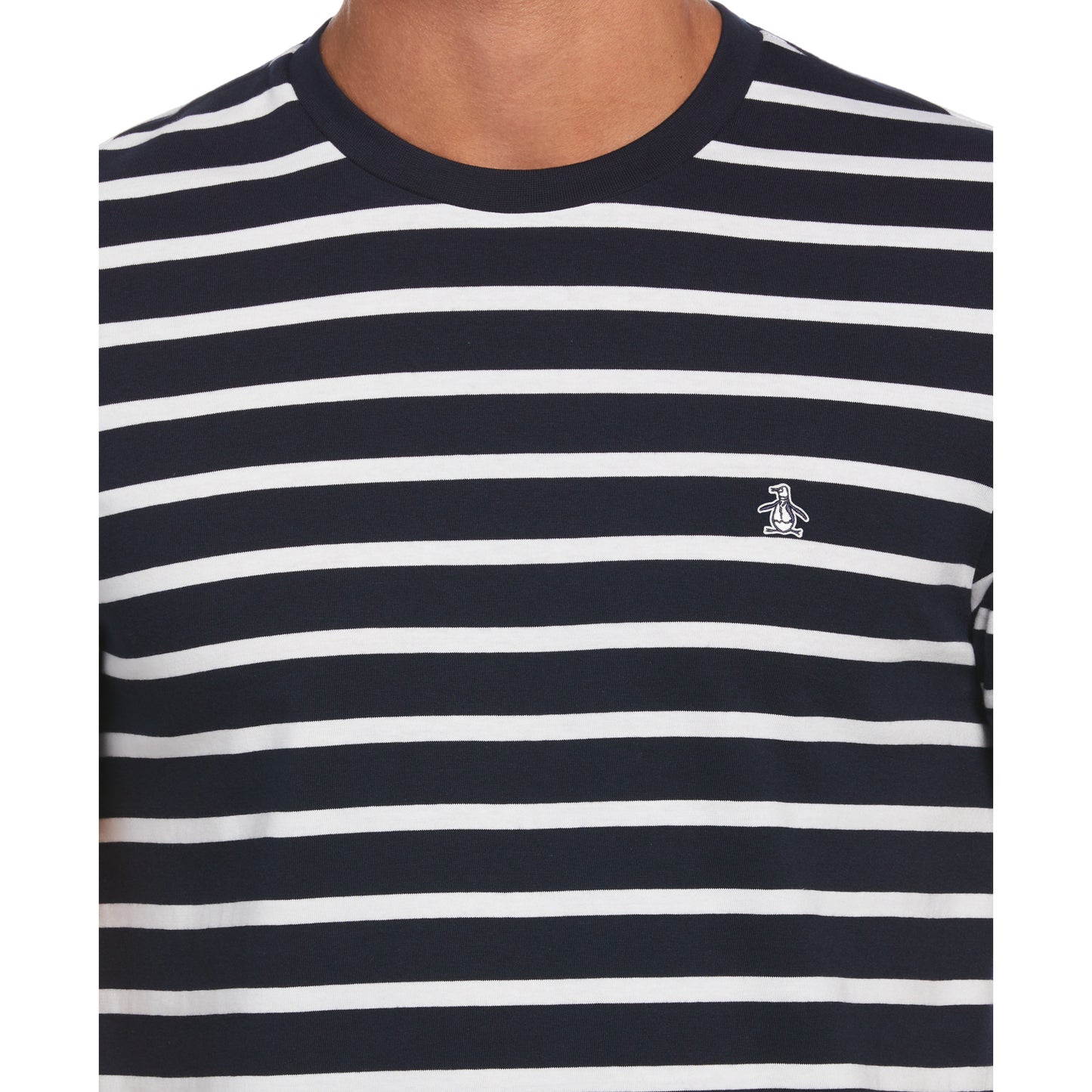 Original Penguin Mens Short Sleeve Organic Cotton Breton Stripe Short Sleeve Tee Shirt Dark Sapphire - ANTHEM