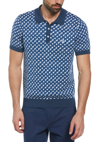 Original Penguin Jacquard Short Sleeve Sweater Polo Shirt - ANTHEM