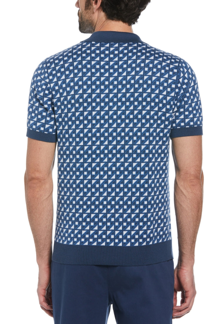 Original Penguin Jacquard Short Sleeve Sweater Polo Shirt - ANTHEM