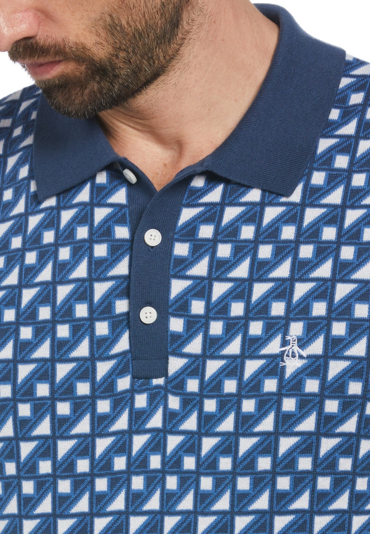 Original Penguin Jacquard Short Sleeve Sweater Polo Shirt - ANTHEM