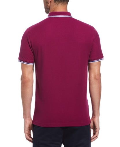 Original Penguin Organic Cotton Jethro Haynes Pique Short Sleeve Polo Shirt - Magenta Purple - ANTHEM