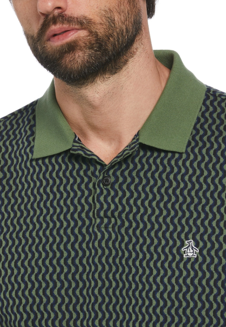 Original Penguin Mini Geo Print Short Sleeve Polo Shirt - ANTHEM