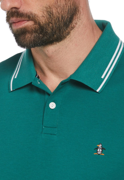 Original Penguin Organic Interlock Tipped Tv Pete Logo Short Sleeve Polo Shirt - ANTHEM