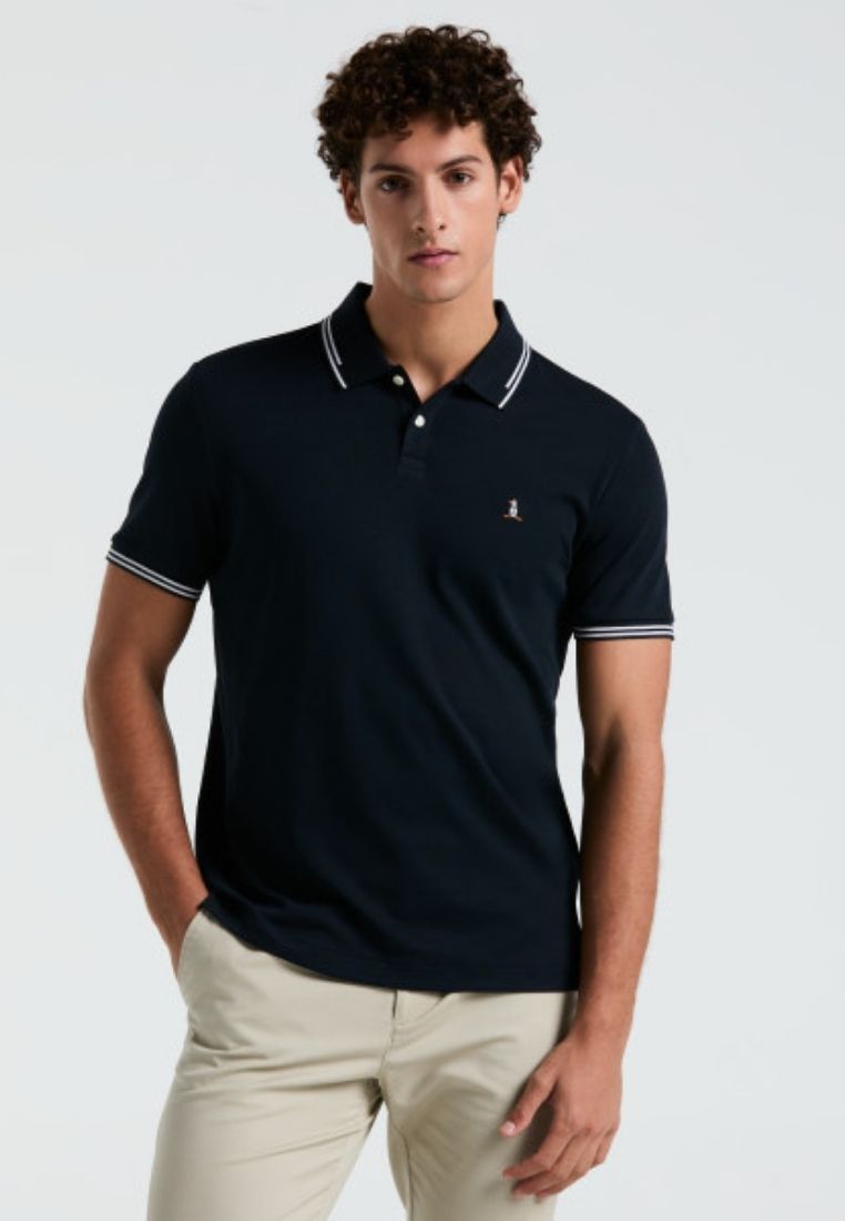 Original Penguin Organic Interlock Tipped Tv Pete Logo Short Sleeve Polo Shirt - ANTHEM