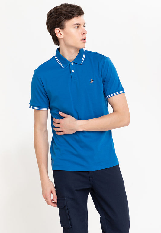 Original Penguin Organic Interlock Tipped Tv Pete Logo Short Sleeve Polo Shirt - ANTHEM