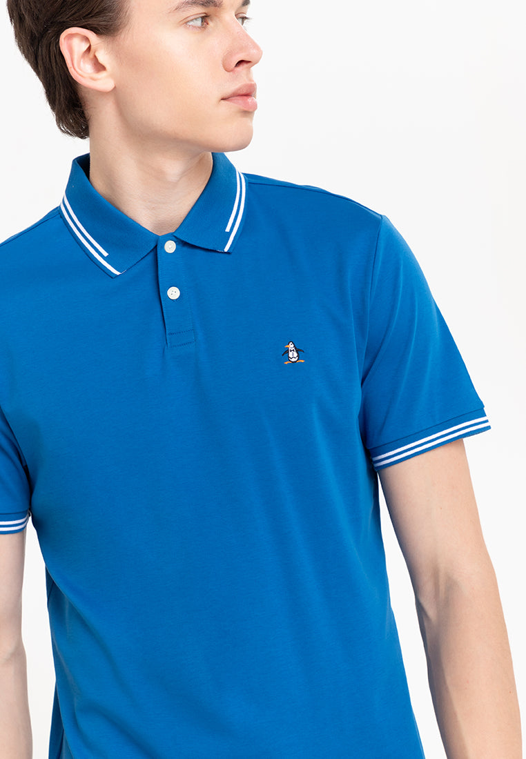 Original Penguin Organic Interlock Tipped Tv Pete Logo Short Sleeve Polo Shirt - ANTHEM