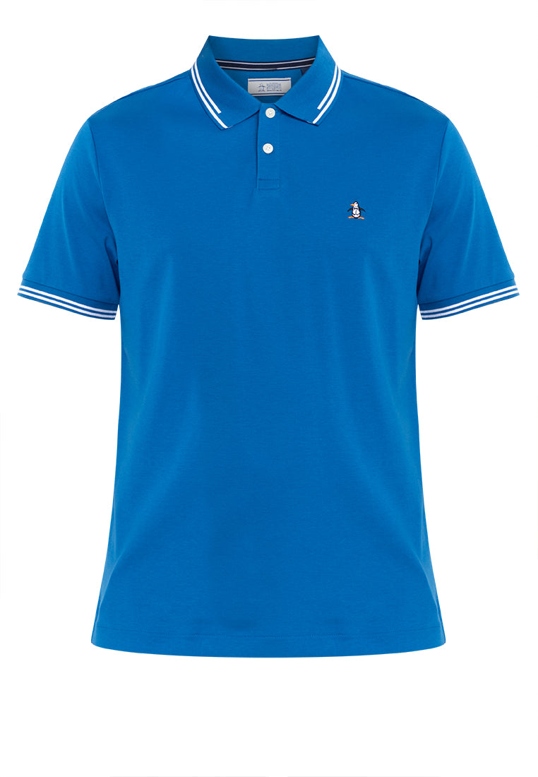 Original Penguin Organic Interlock Tipped Tv Pete Logo Short Sleeve Polo Shirt - ANTHEM