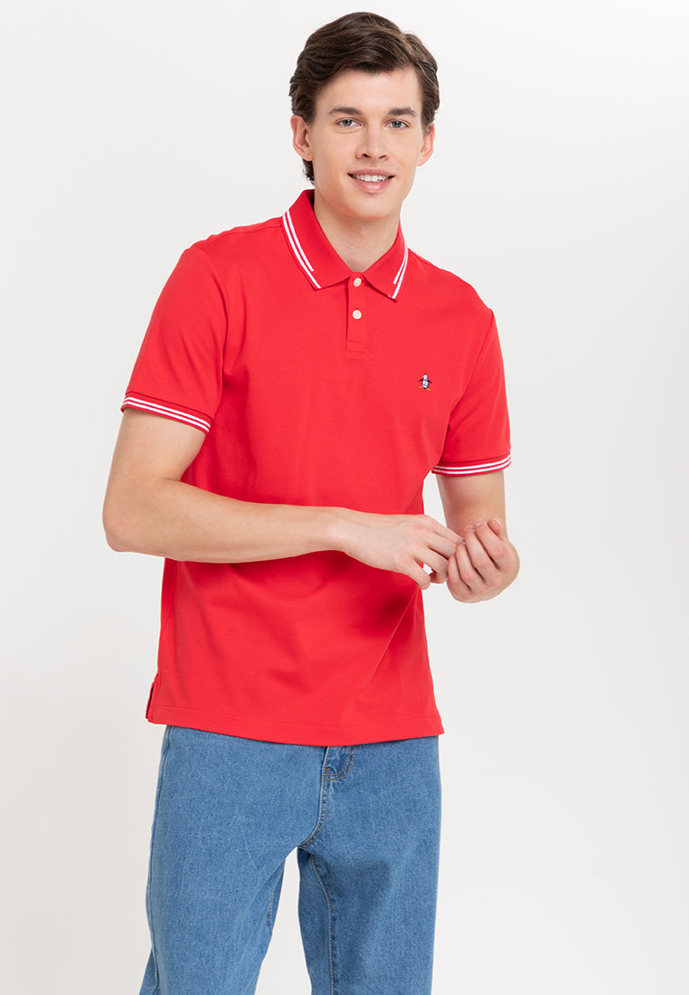 Original Penguin Organic Interlock Tipped Tv Pete Logo Short Sleeve Polo Shirt - ANTHEM