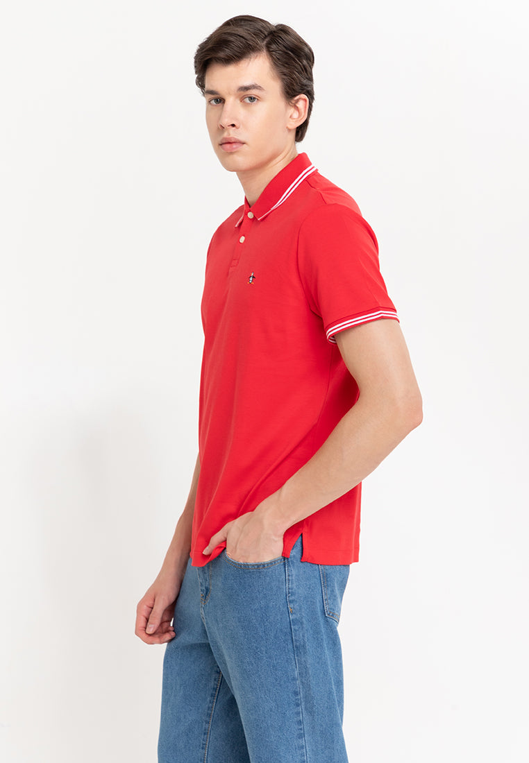 Original Penguin Organic Interlock Tipped Tv Pete Logo Short Sleeve Polo Shirt - ANTHEM