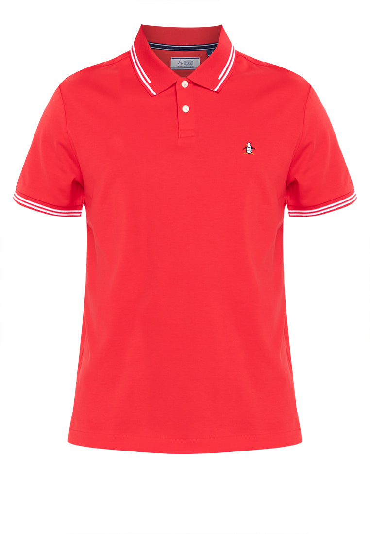 Original Penguin Organic Interlock Tipped Tv Pete Logo Short Sleeve Polo Shirt - ANTHEM