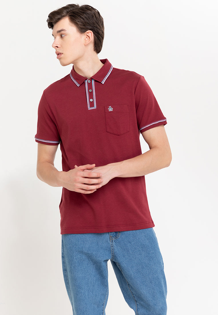 Original Penguin Knits 3D Earl Organic Interlock Polo - ANTHEM