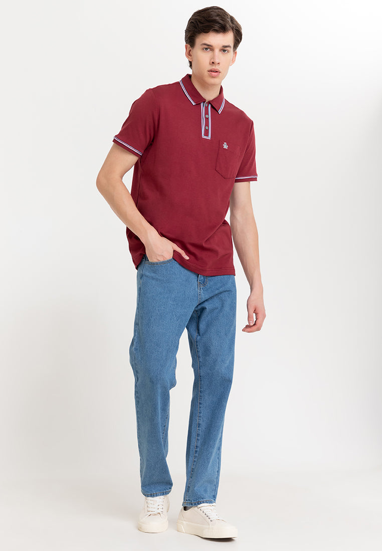 Original Penguin Knits 3D Earl Organic Interlock Polo - ANTHEM