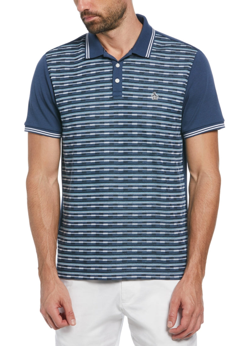 Original Penguin Jacquard Geo Front Short Sleeve Polo Shirt - ANTHEM