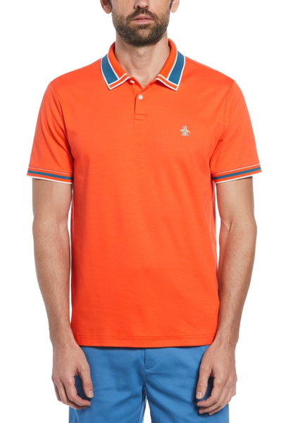 Original Penguin Organic Interlock Novelty Collar Short Sleeve Polo Shirt - ANTHEM
