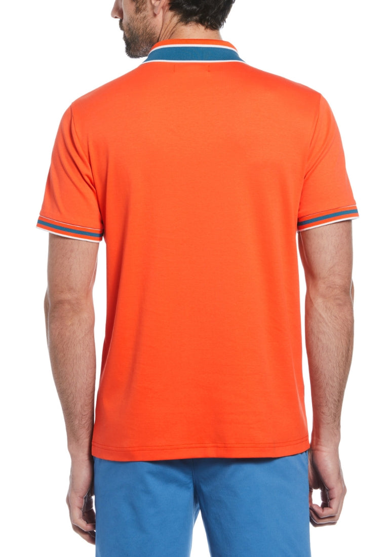 Original Penguin Organic Interlock Novelty Collar Short Sleeve Polo Shirt - ANTHEM