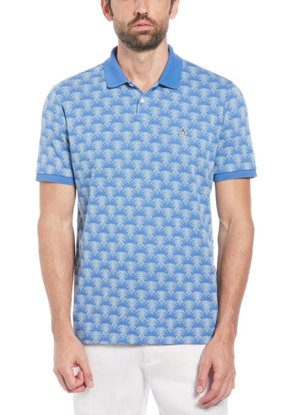 Original Penguin Jacquard Geometric Palm Print Short Sleeve Polo Shirt - ANTHEM