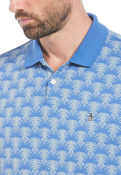 Original Penguin Jacquard Geometric Palm Print Short Sleeve Polo Shirt - ANTHEM