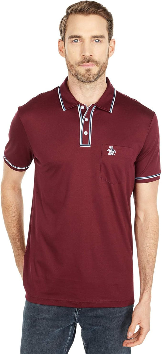 Original Penguin Mens Earl 3D Pete Short Sleeve Polo Shirt Tawny Port
