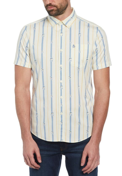 Original Penguin Ecovero™ Blend Vertical Stripe Short Sleeve Button-Down Shirt - ANTHEM
