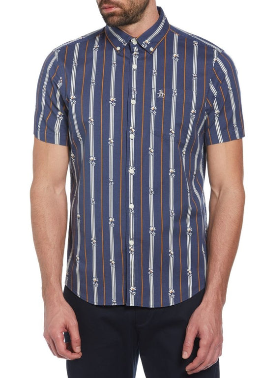 Original Penguin Ecovero™ Blend Vertical Stripe Short Sleeve Button-Down Shirt - ANTHEM