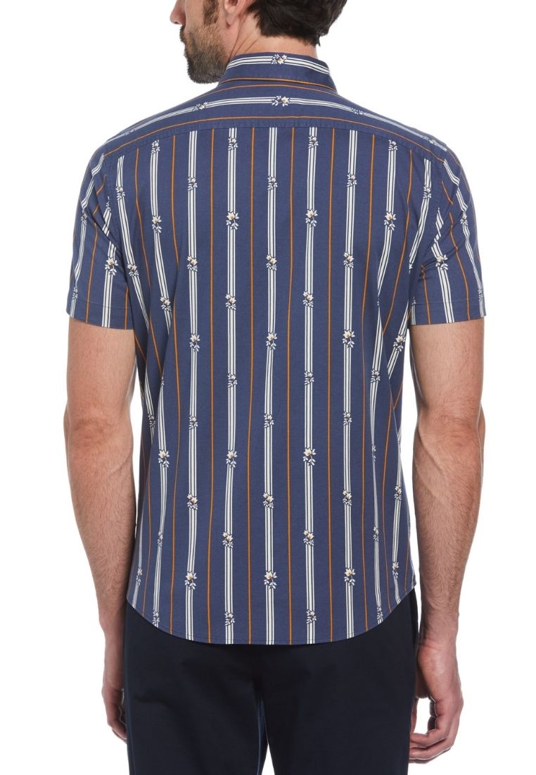 Original Penguin Ecovero™ Blend Vertical Stripe Short Sleeve Button-Down Shirt - ANTHEM