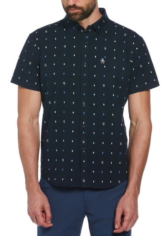 Original Penguin Ecovero™ Blend Diamond Pete Print Short Sleeve Button-Down Shirt - ANTHEM