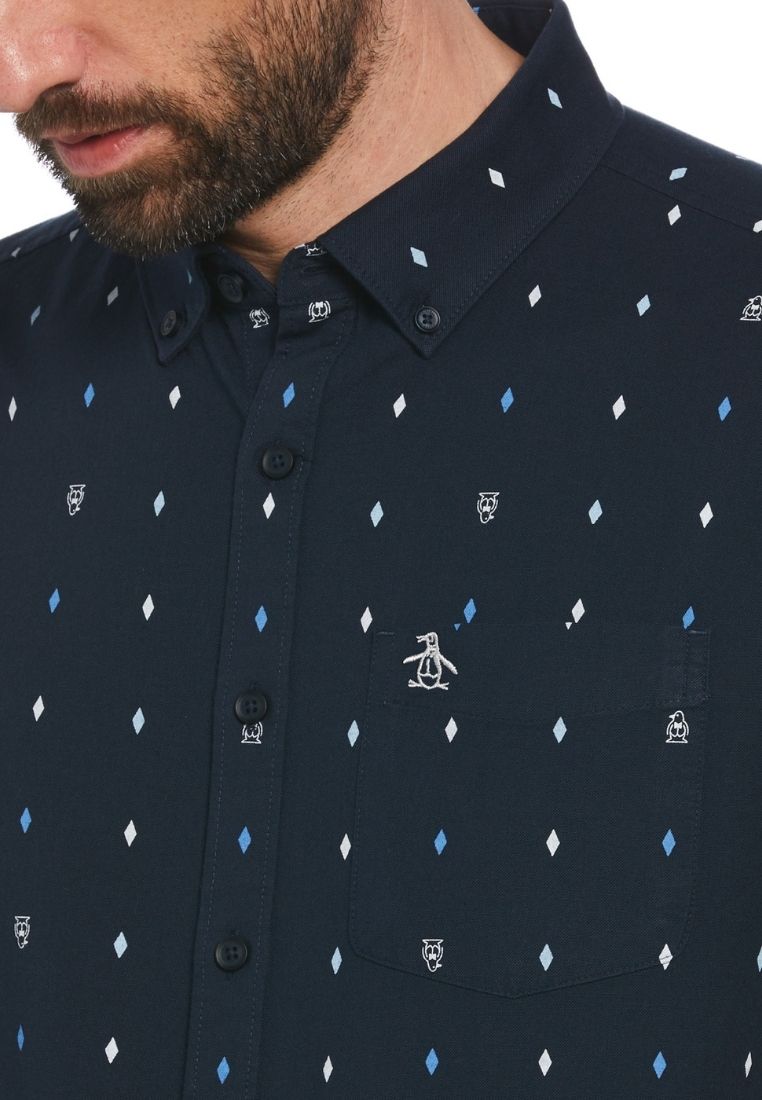 Original Penguin Ecovero™ Blend Diamond Pete Print Short Sleeve Button-Down Shirt - ANTHEM