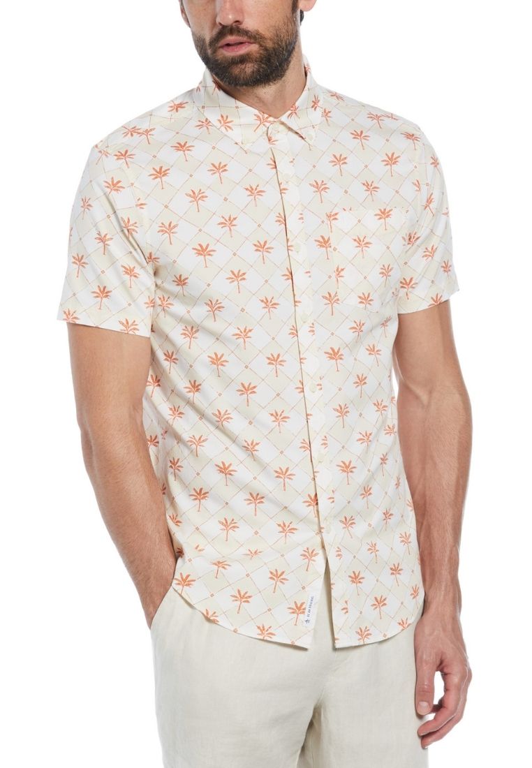 Original Penguin Cotton Twill Palm Tree Tile Button-Down - ANTHEM