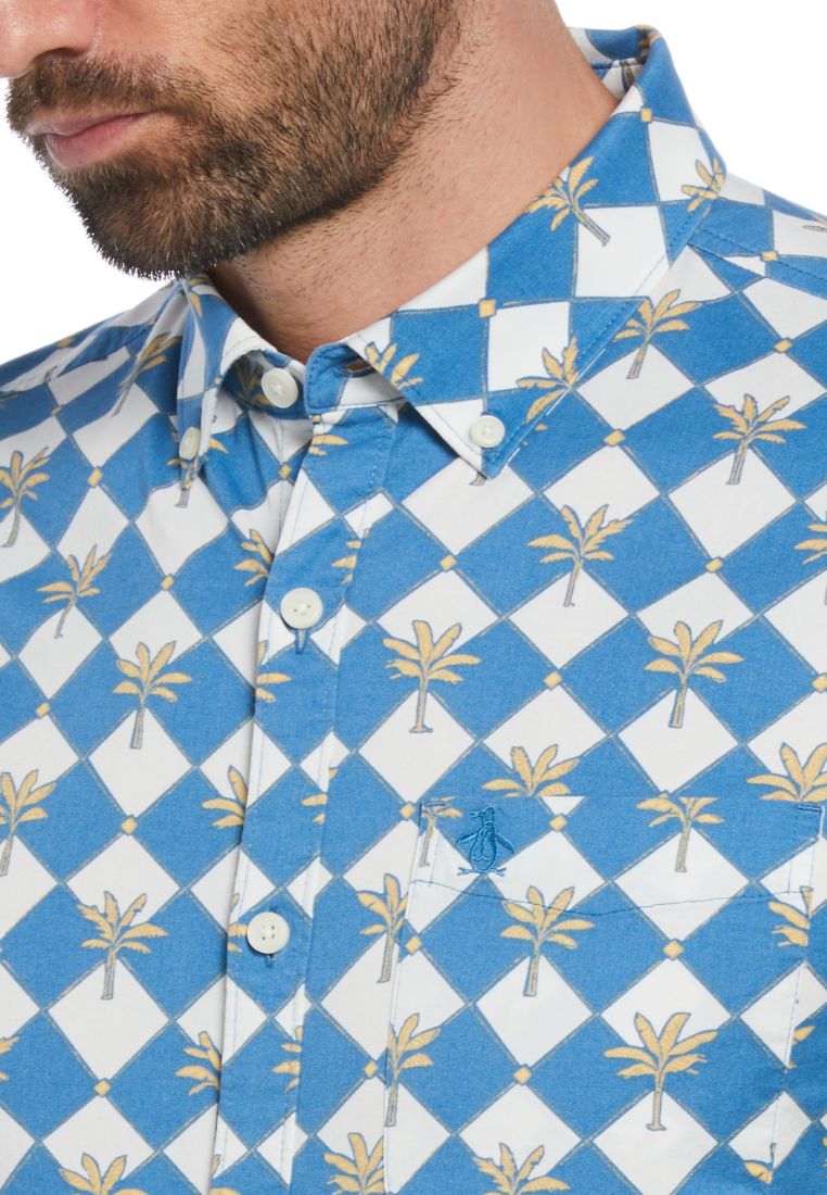 Original Penguin Cotton Twill Palm Tree Tile Button-Down - ANTHEM
