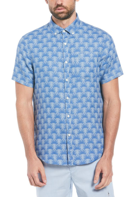 Original Penguin Delave Linen AOP Geometric Palm Shirt - ANTHEM