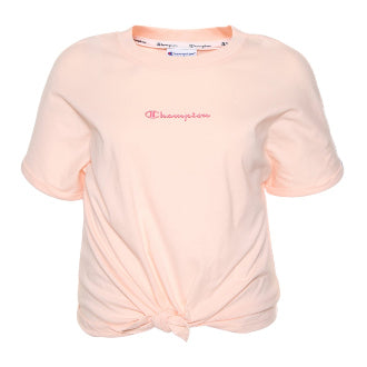 Champion Japan Script Logo Tie Front T-Shirt - Pale Blush Pink