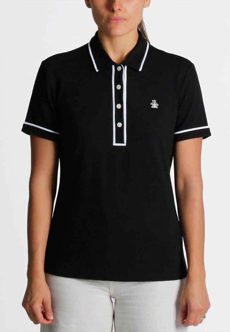 Original Penguin Womens Short Sleeve Organic Veronica Polo Pointed Collar - ANTHEM
