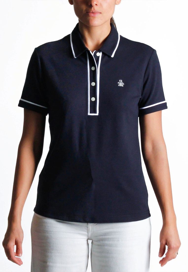 Original Penguin Womens Short Sleeve Organic Veronica Polo Pointed Collar - ANTHEM