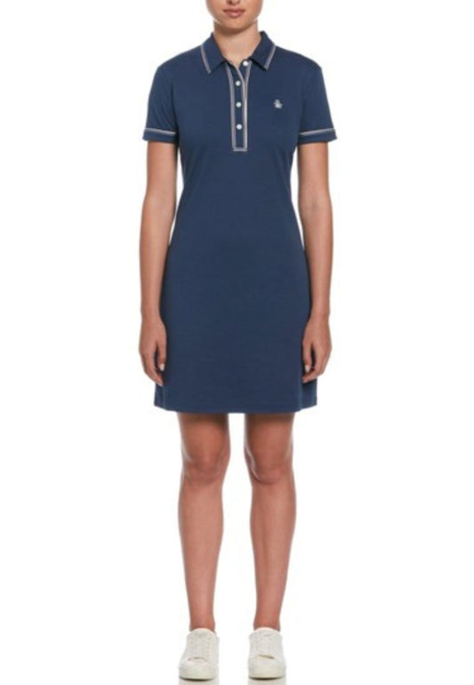 Original Penguin Women's Veronica Organic Cotton 3D Earl™ Short Sleeve Polo Dress - ANTHEM
