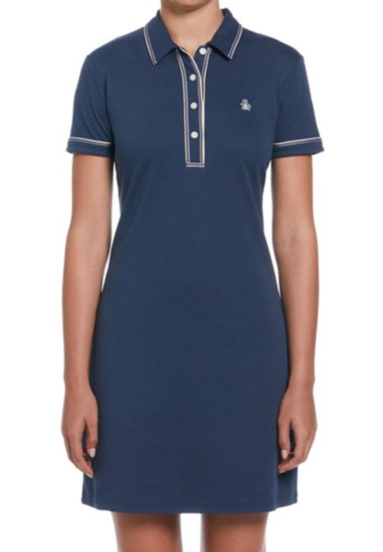 Original Penguin Women's Veronica Organic Cotton 3D Earl™ Short Sleeve Polo Dress - ANTHEM