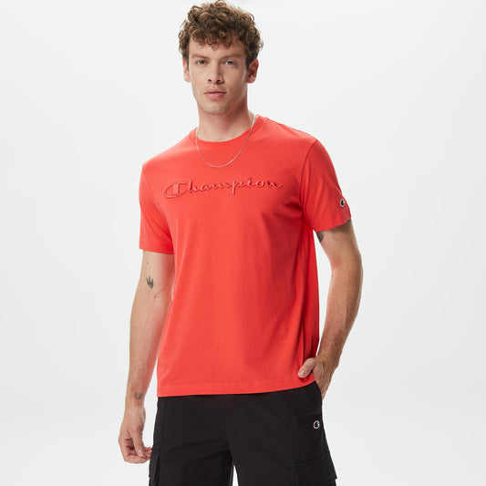 Champion Europe Men’s Crewneck Tee with Embroidered – Red - ANTHEM