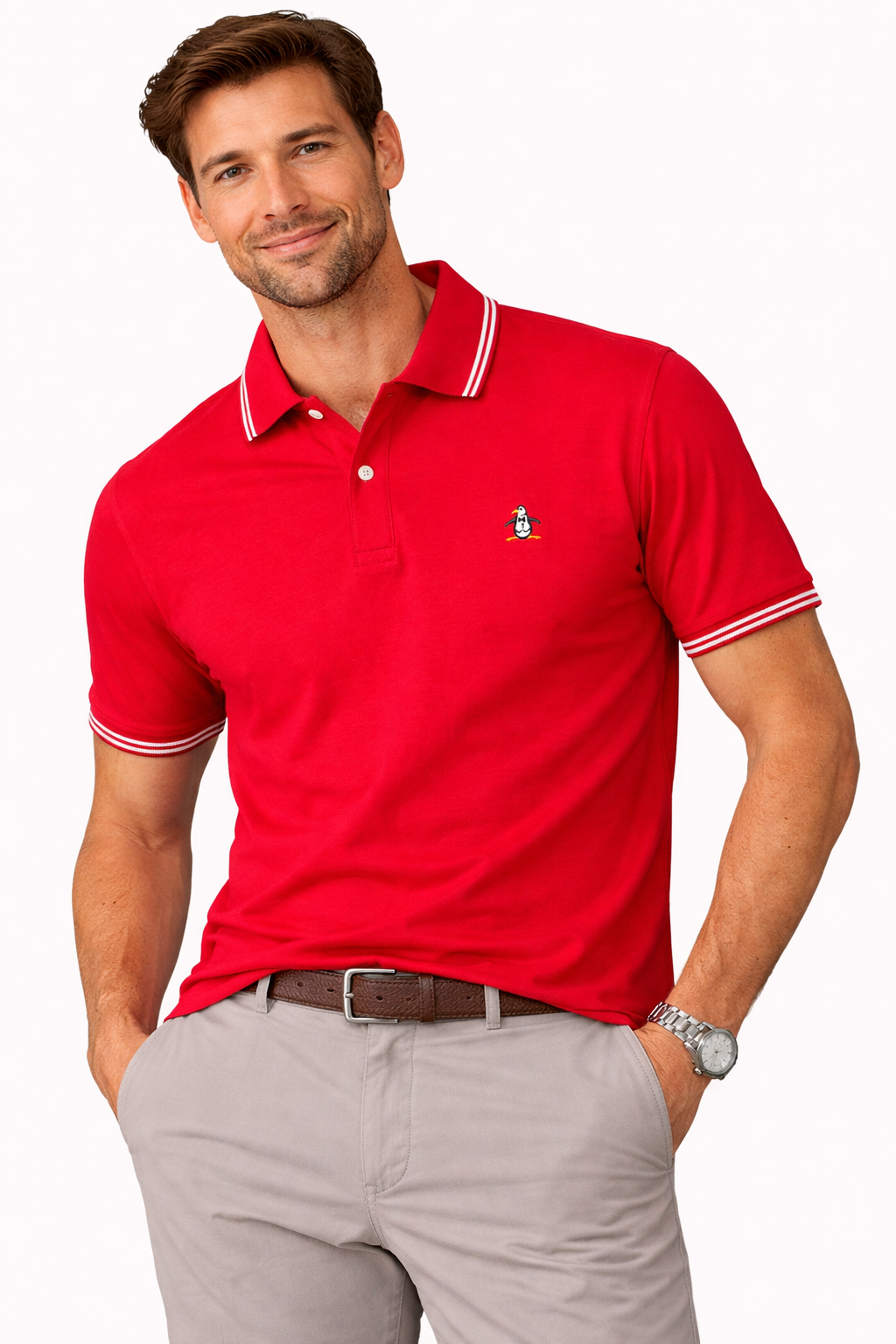 Original Penguin Organic Interlock Tipped Short Sleeve Polo Shirt - ANTHEM