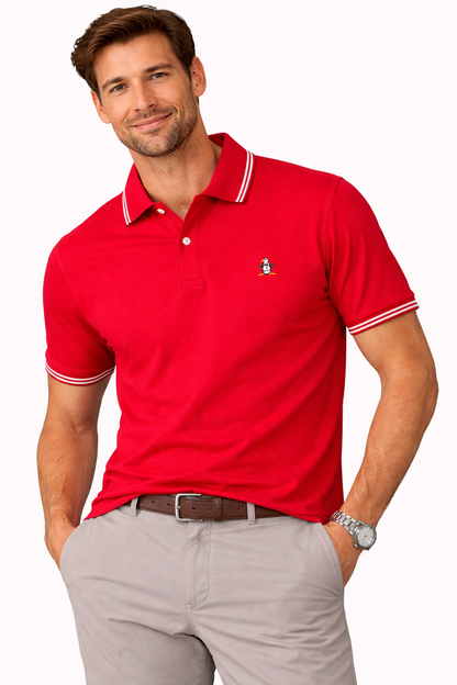 Original Penguin Organic Interlock Tipped Short Sleeve Polo Shirt - ANTHEM