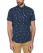 Original Penguin Poplin Allover Golf Pete Print Short Sleeve Button Down Shirt – Dress Blues - ANTHEM