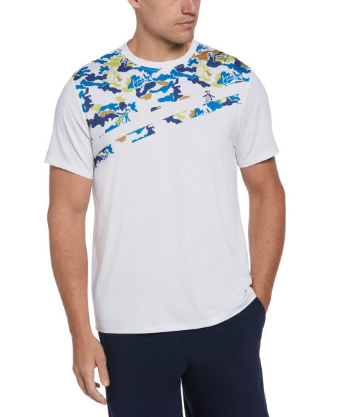 Original Penguin US Men?s Asymmetric Camo Print Short Sleeve Tee Shirt - Bright White - ANTHEM