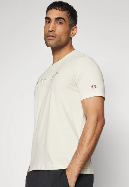 Champion Europe Men’s Crewneck Tee with Embroidered – White - ANTHEM