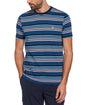 Original Penguin Interlock Engineered Striped Short Sleeve Tee Shirt - Dark Sapphire - ANTHEM