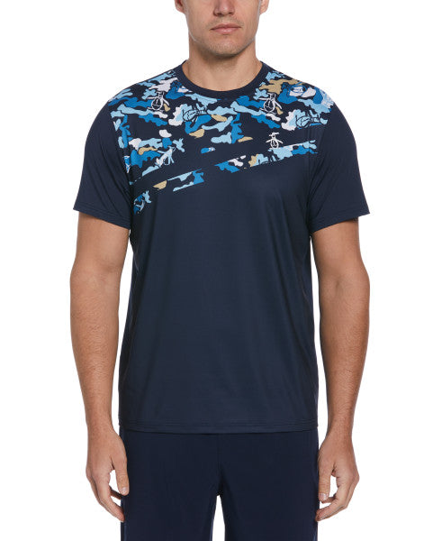Original Penguin US Men’s Asymmetric Camo Print Short Sleeve Tee Shirt – Black Iris - ANTHEM