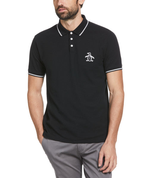 Original Penguin Mega Pete Short Sleeve Polo Shirt - True Black - ANTHEM