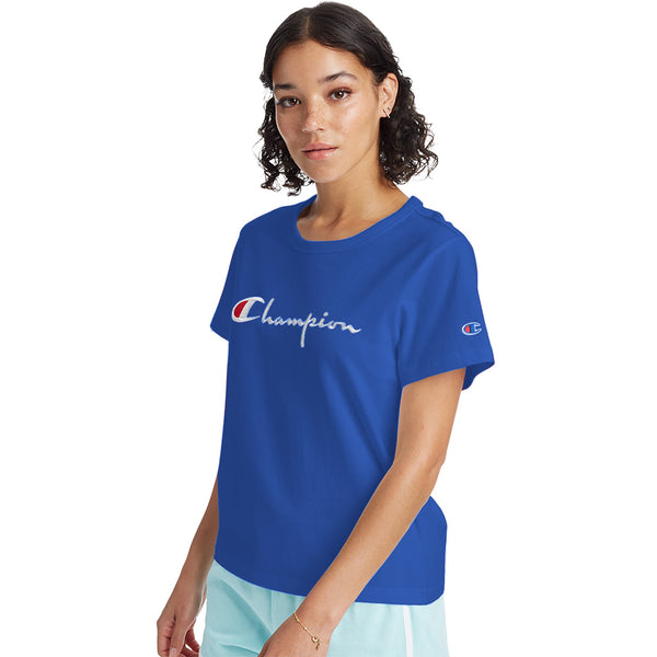 Champion USA Womens The Girlfriend T-Shirt - Deep Blue Water